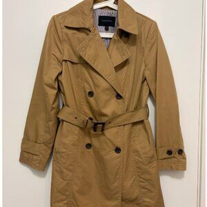 Banana Republic Petite Trench Coat Tan Belted Classic Double Breasted Small
